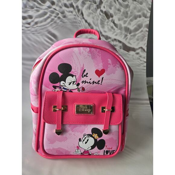Disney Mickey and Minnie Mouse 11-inch Vegan Leather Mini Backpack
